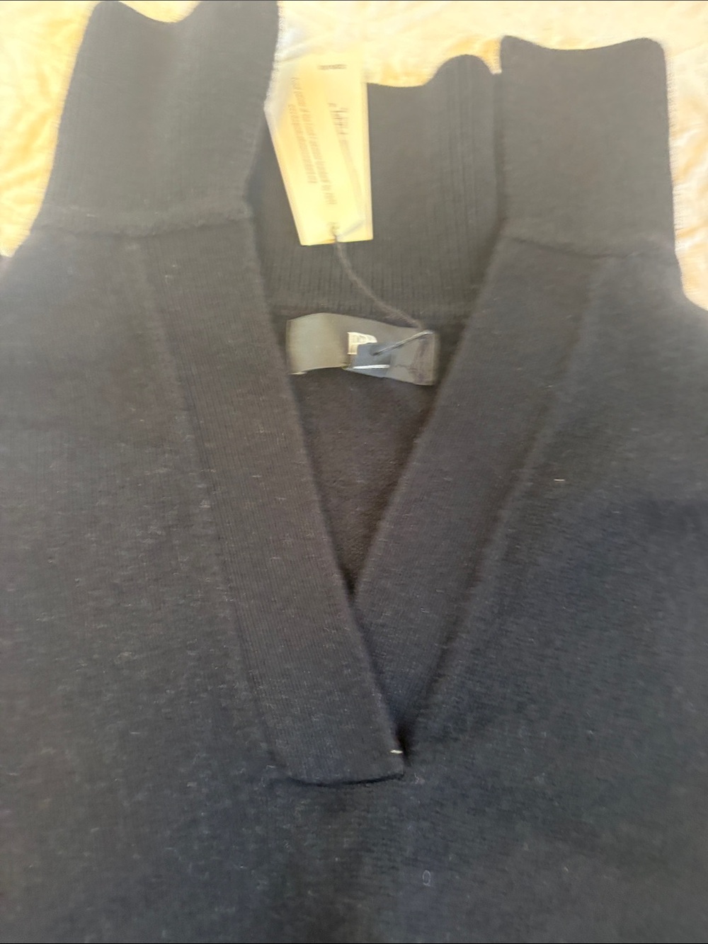 Banana Republic cropped black cashmere open neck polo in XS - Picture 2 of 6